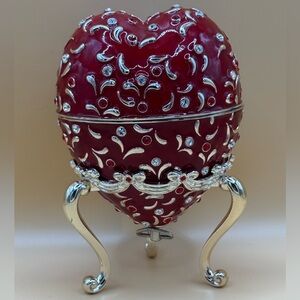 Red Heart Jeweled Fabergé-Style Music Box